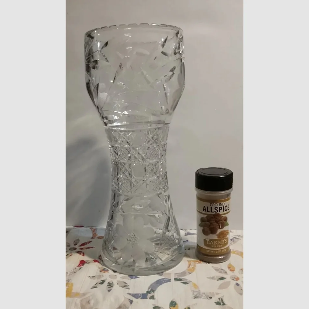 Botanical Elegant Vintage Crystal Hand-Cut Heavy 12